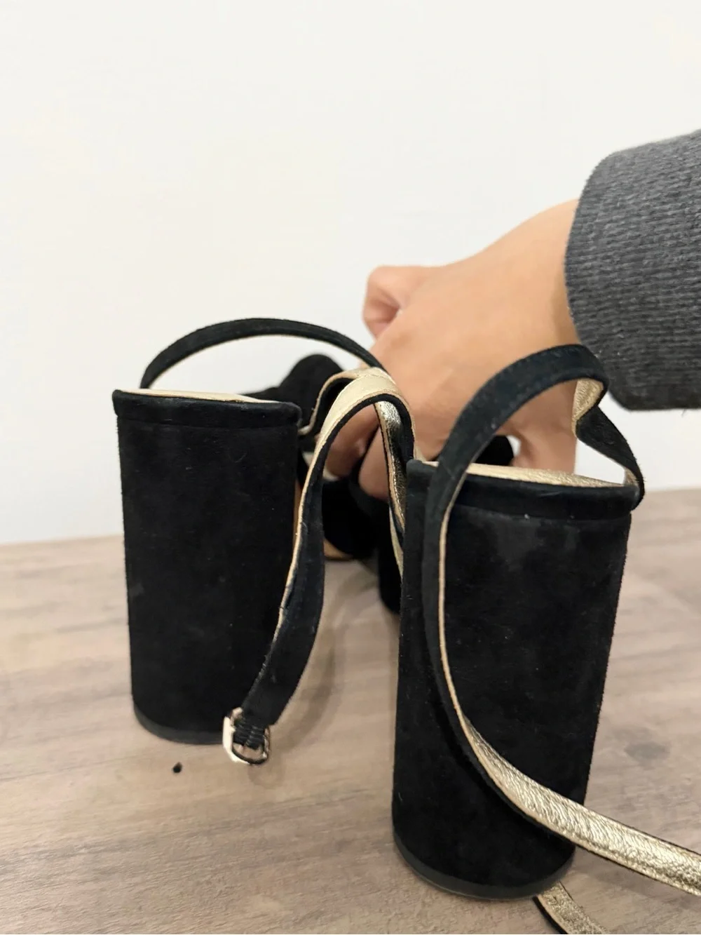 Kate spade black heels velvet block heel size 5.5  platform